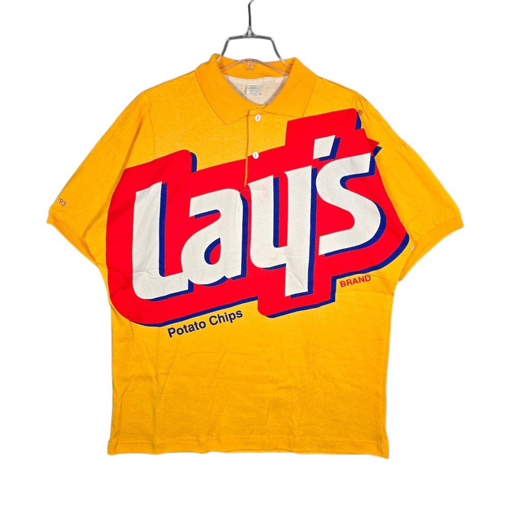 Vintage‎ 90s Lay's Potato Chips Polo Shirt Mens XL Challenge 93 Yellow Spell Out